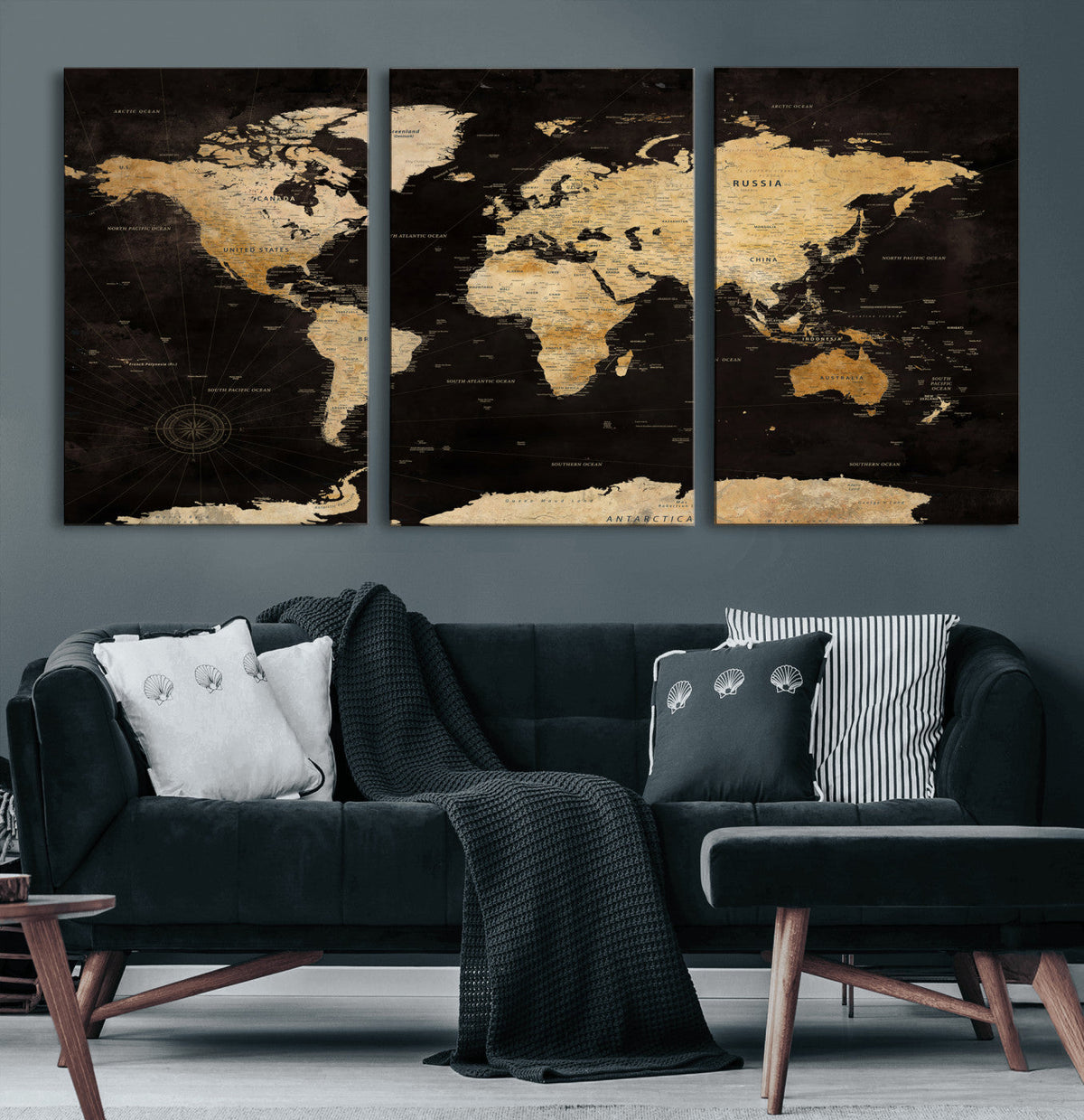 Extra Large World Map Canvas Print – Detailed Map Classic