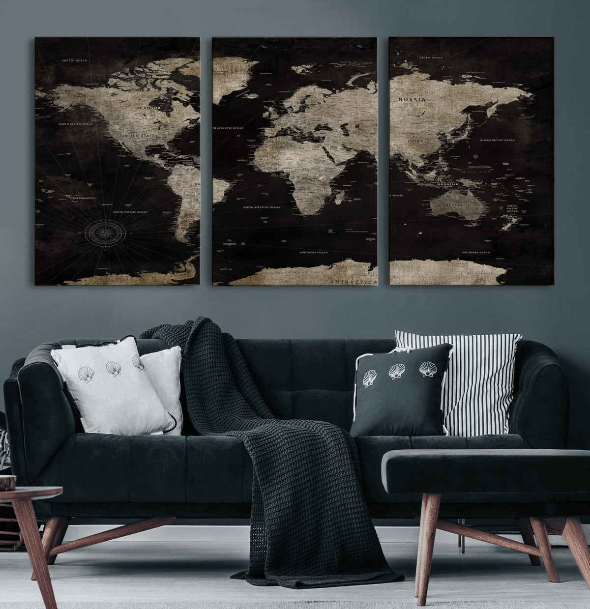 Detailed World Map Wall Art Print - Large Framed World Map