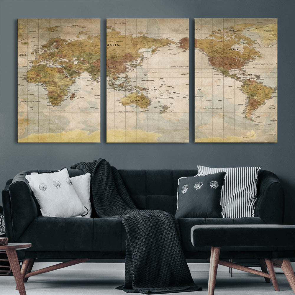 World Map Canvas Print – Detailed Map of the World Wall Art