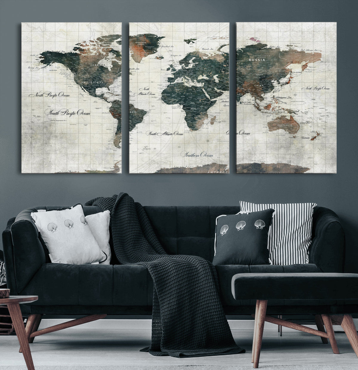 World Map Canvas Print – Framed Travel Map Wall Art for