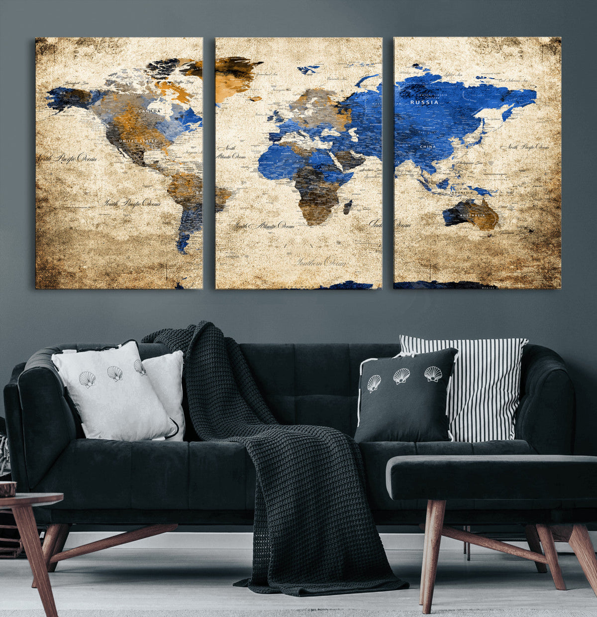 World Map Canvas Print – Colorful Abstract Travel Map,