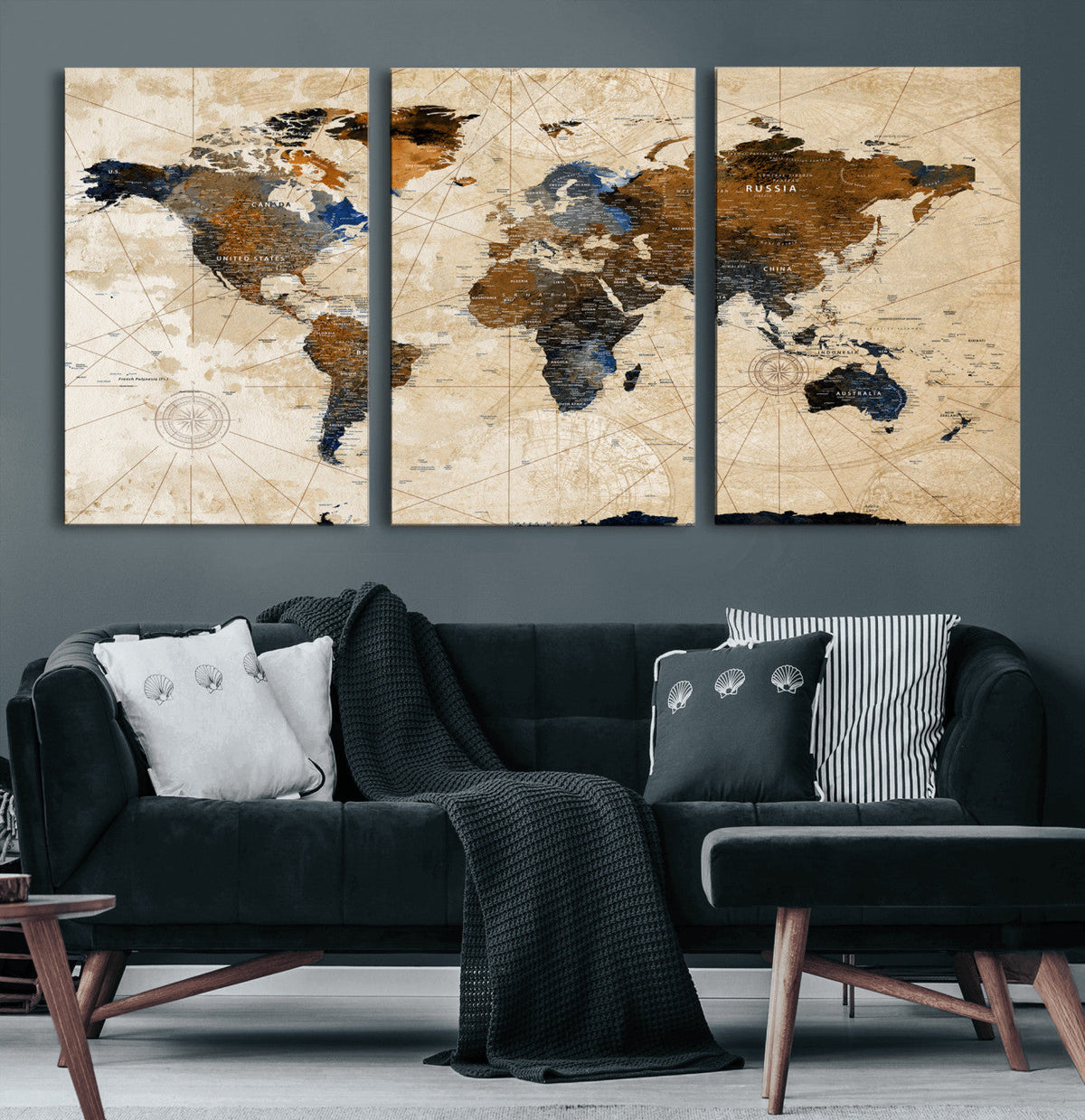 World Map Canvas Print – Framed Travel Map Wall Art for