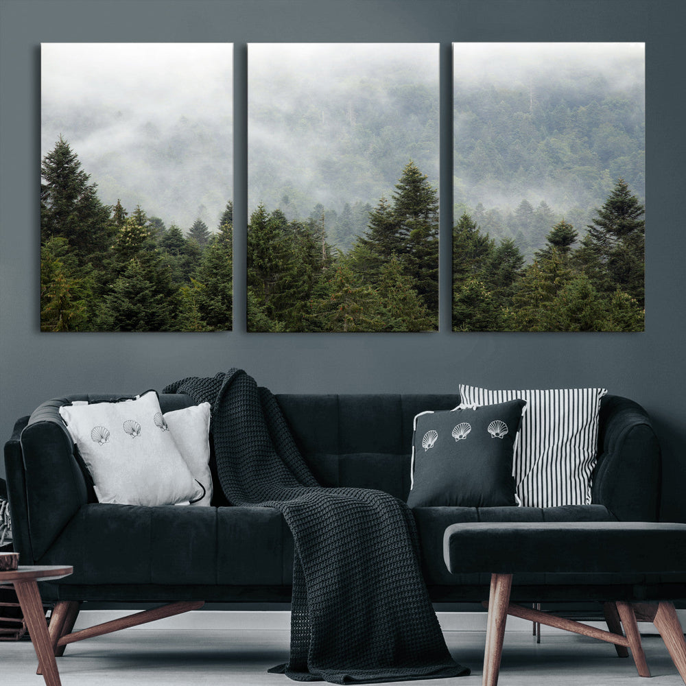 Misty Mountain Forest Wall Art Canvas Print