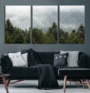 Misty Mountain Forest Wall Art Canvas Print