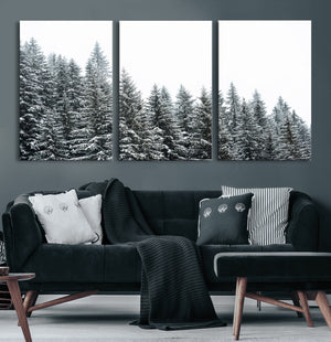Misty Mountain Forest Canvas Print, Foggy Pine Trees Nature