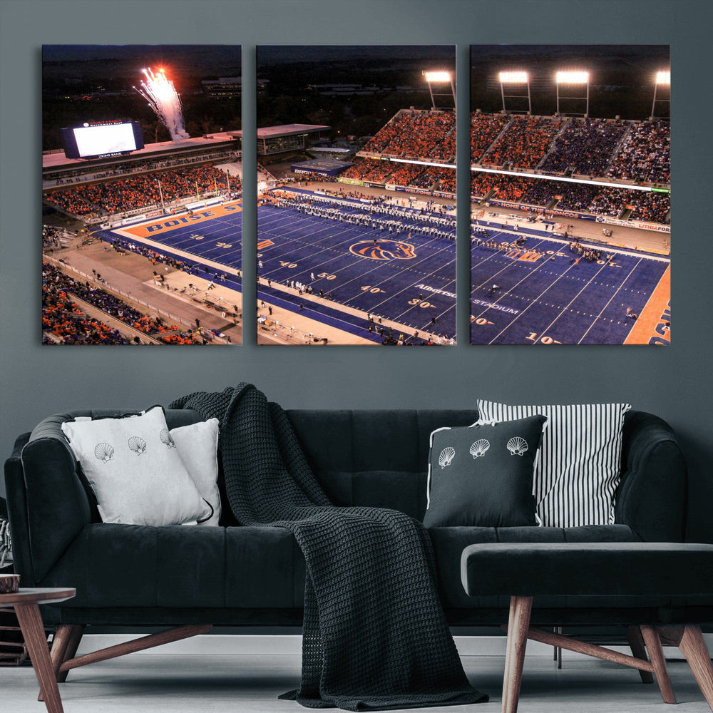 Boise State Stadium Large Wall Art Canvas Print for Living