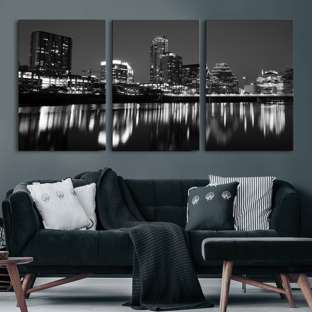 Austin Skyline Wall Art Canvas Print, Austin Downtown Night