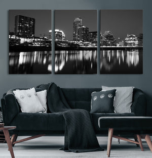 Austin Skyline Wall Art Canvas Print, Austin Downtown Night