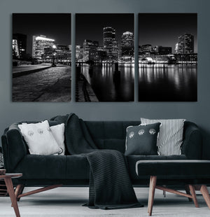Boston Wall Art Canvas Print, Boston City Downtown Night
