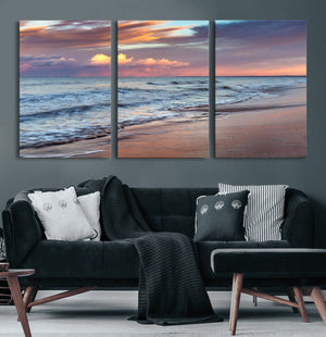 Ocean Sunset Wall Art Canvas Print – Coastal Beach