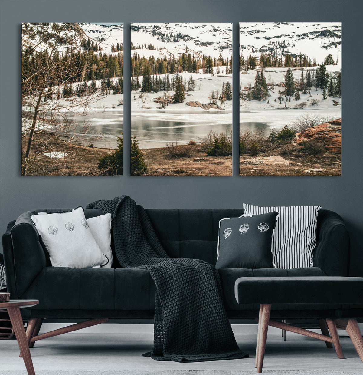Snowy Mountain Landscape Wall Art Canvas Print, Alpine Pine