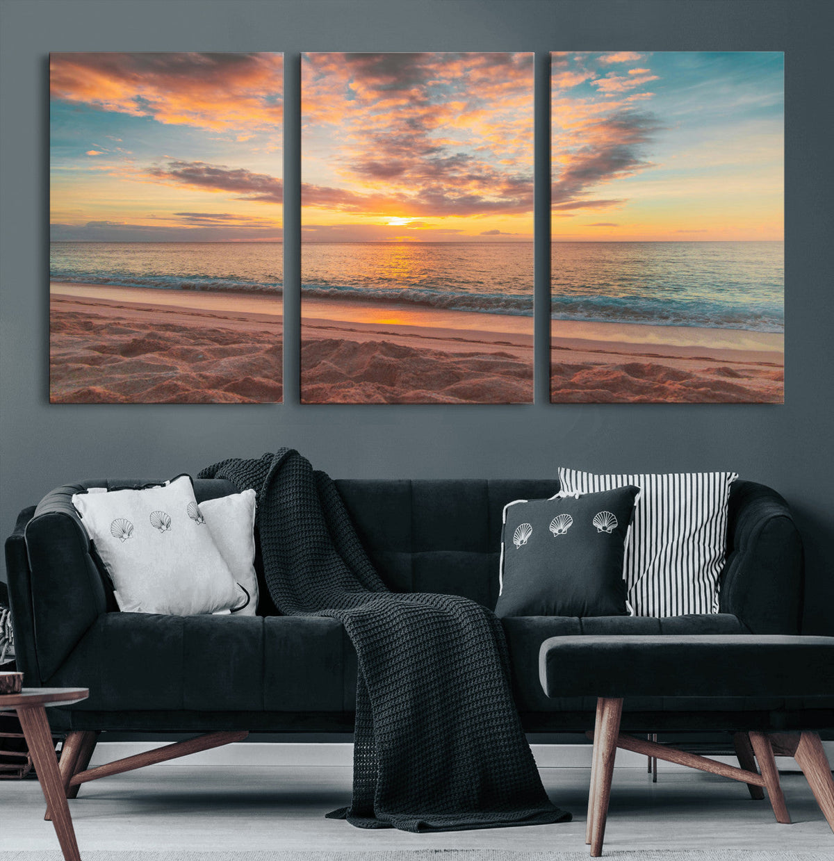 Sunset Beach Wall Art Canvas Print – Soft Coastal