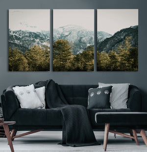 Mountain Forest Wall Art Canvas Print, Alpine Landscape
