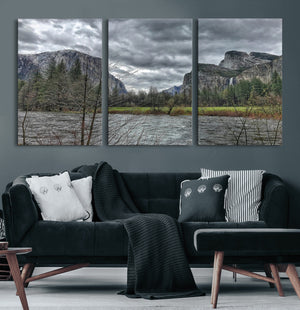 Yosemite Valley River Wall Art Canvas Print, Granite Cliffs