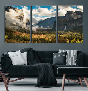 Yosemite Valley River Wall Art Canvas Print