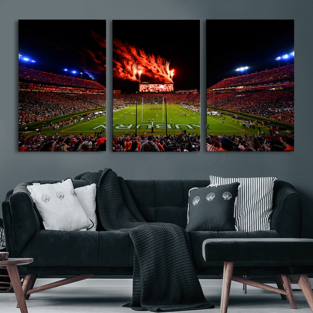 Auburn Stadium Wall Art Canvas Print, College Football Night