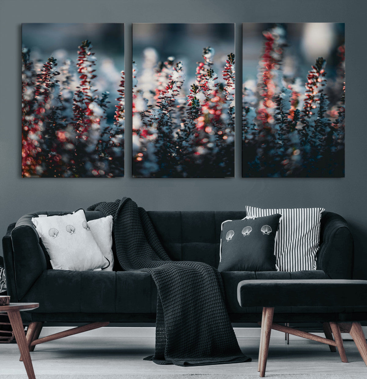 Winter Heather Wall Art Canvas Print, Frosted Floral Nature