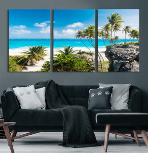 Tropical Beach Wall Art Canvas Print, Palm Tree Ocean
