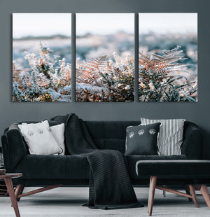 Frosted Fern Wall Art Canvas Print, Soft Winter Botanical
