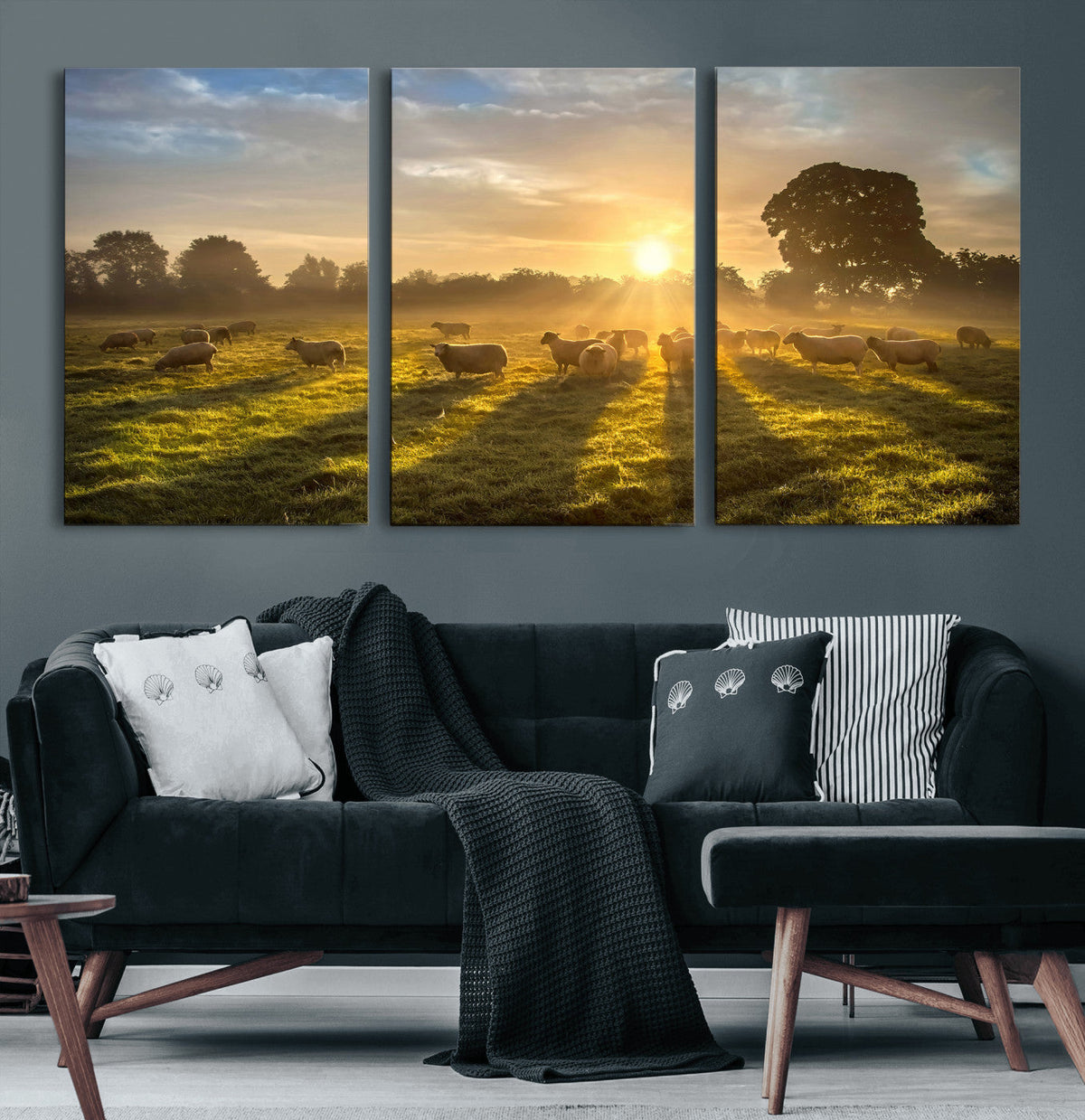 Sheep Wall Art Canvas Print – Rural Farm Animal Artwork