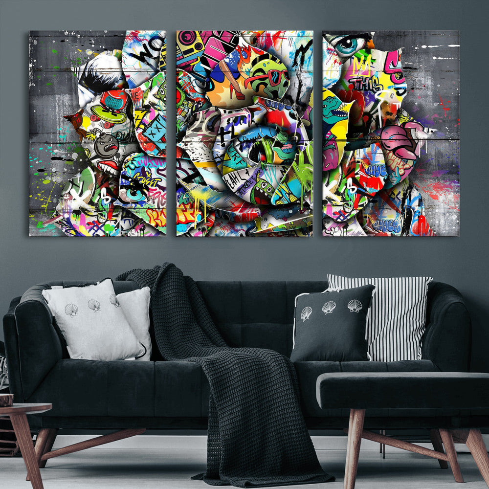 Abstract Graffiti Collage Street Art Wall Art Canvas Print
