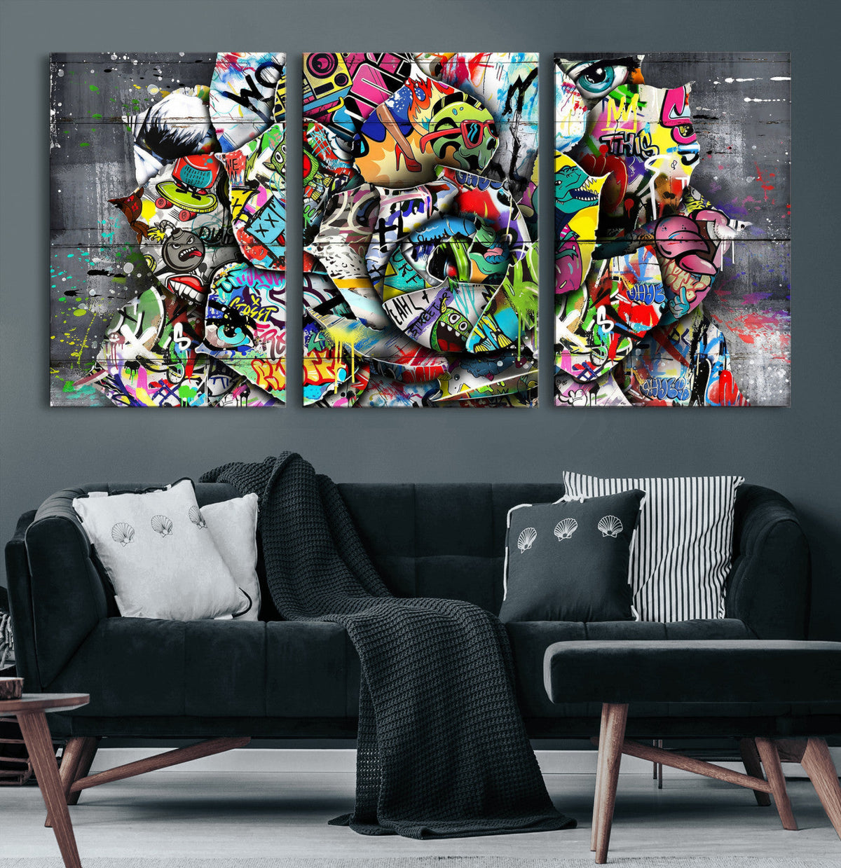 Abstract Graffiti Collage Street Art Wall Art Canvas Print