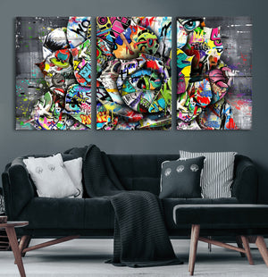 Abstract Graffiti Collage Street Art Wall Art Canvas Print