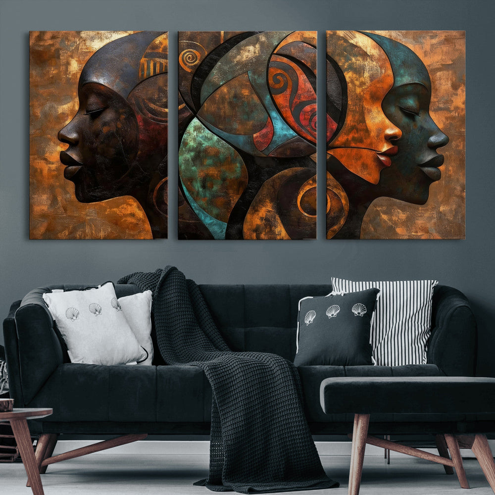 Abstract Afro American Women Wall Art Canvas Print