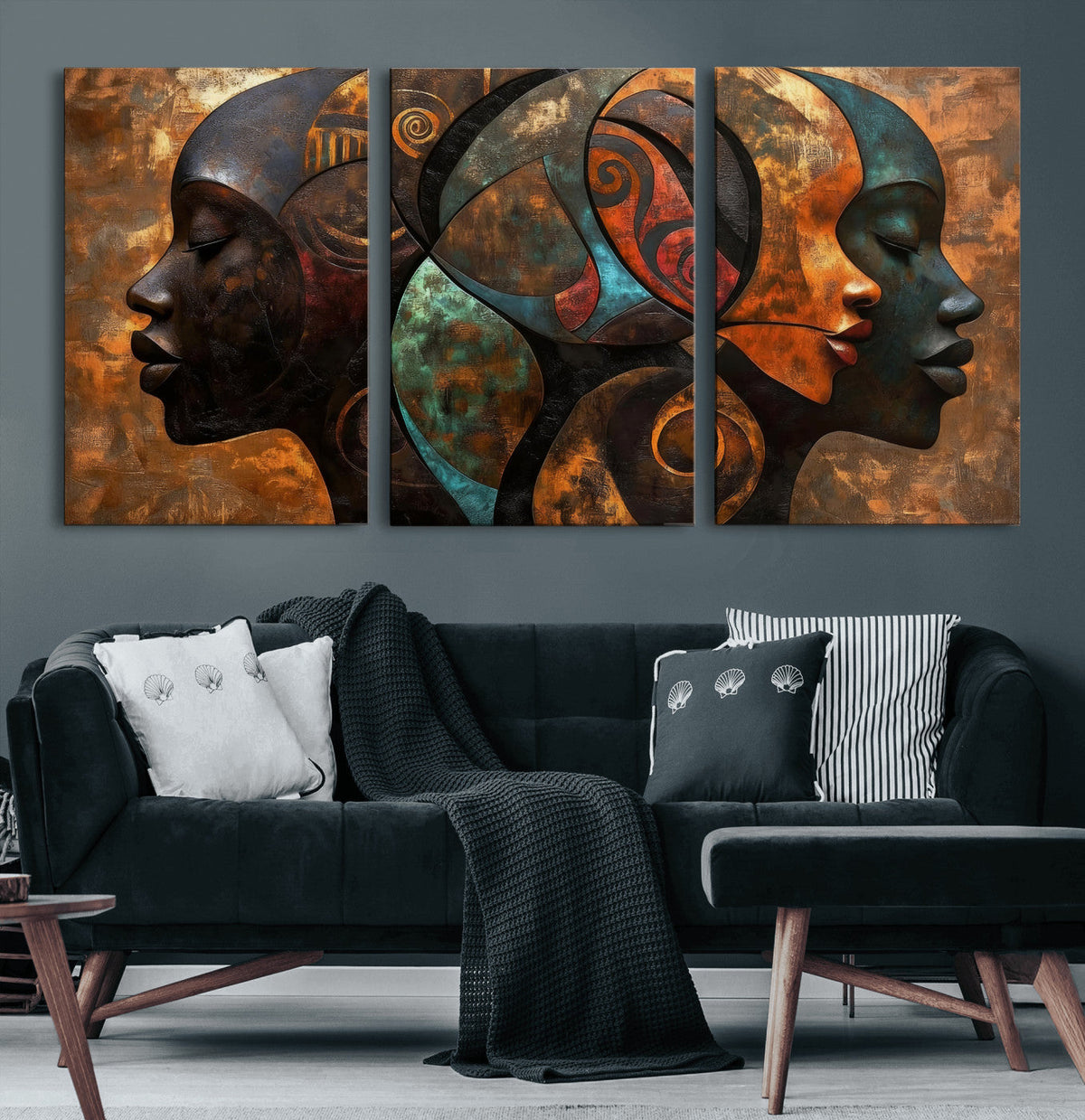 Abstract Afro American Women Wall Art Canvas Print