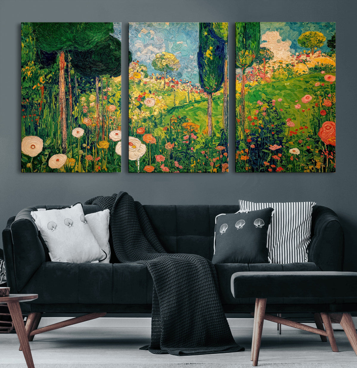 Gustav Klimt Boho Mountain Landscape Large Wall Art,