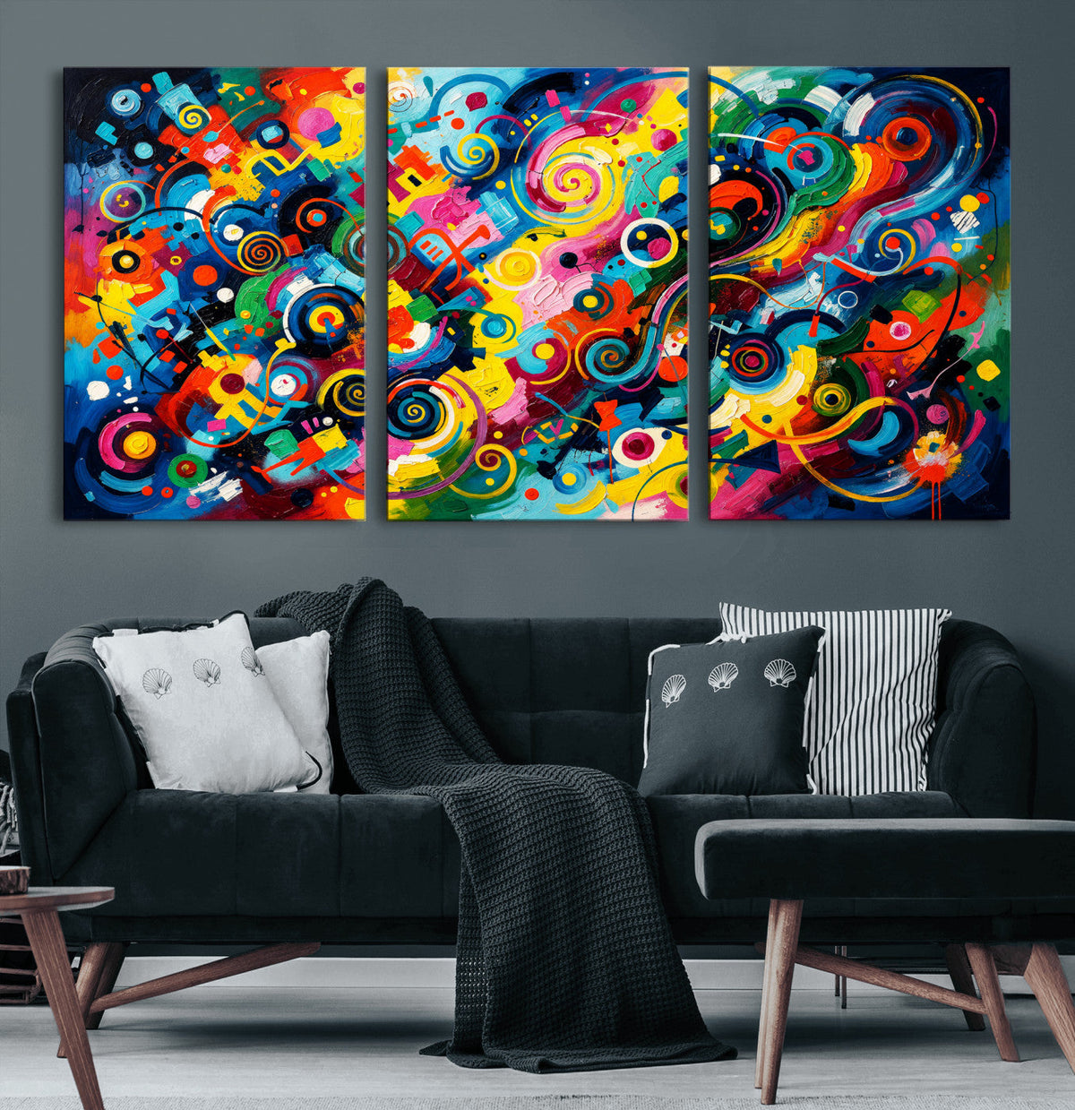 Geometric Abstract Wall Art Canvas Print, Bold Color