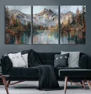 Drip Style Forest Lake Gold Art — Abstract Expressionist