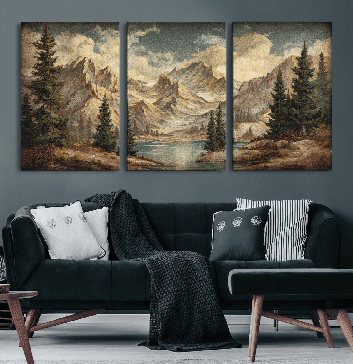 Drip Style Forest Lake Gold Art — Abstract Expressionist