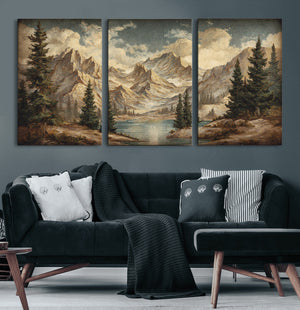 Drip Style Forest Lake Gold Art — Abstract Expressionist