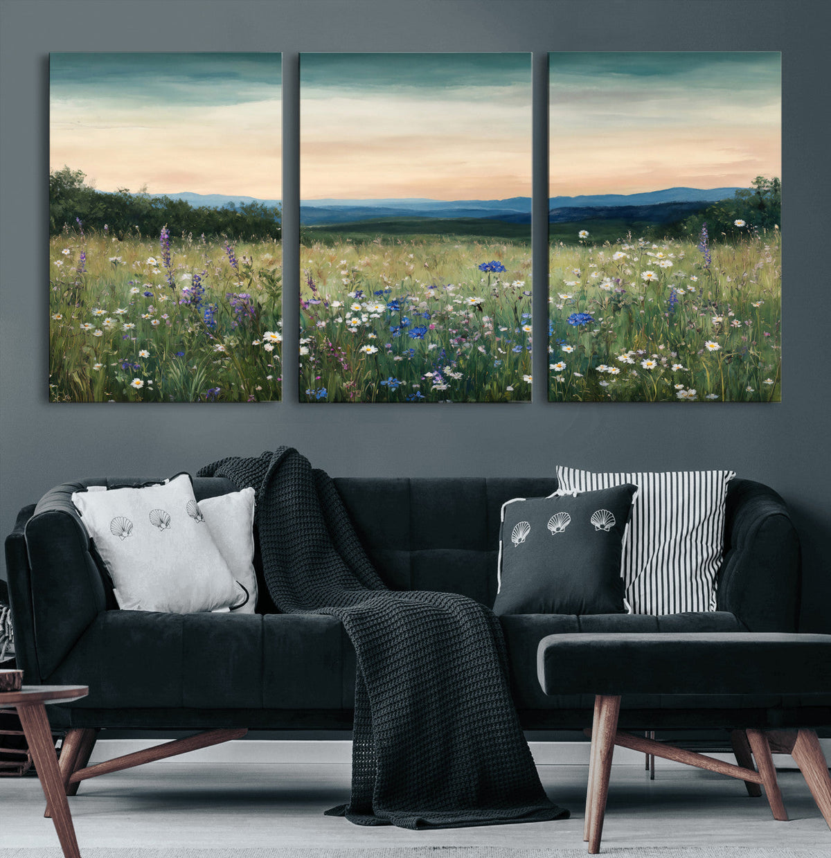 Wildflower Meadow Oil Painting Canvas — Daisy Lavender