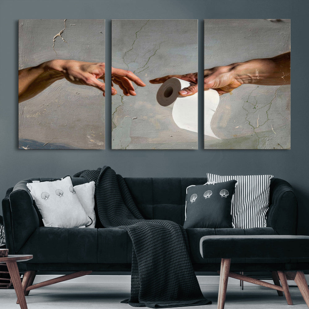 Funny Bathroom Wall Art Canvas, Creation of Toilet Paper