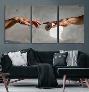 Funny Bathroom Wall Art Canvas, Creation of Toilet Paper