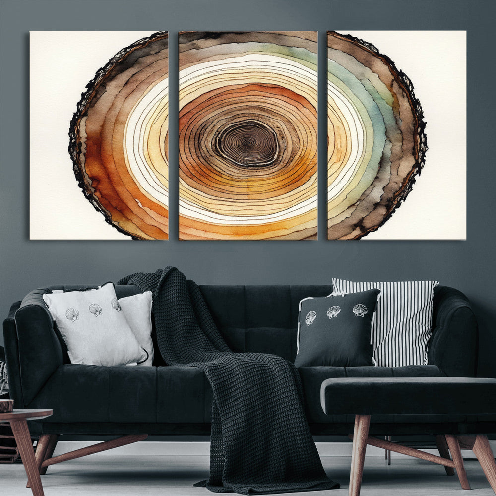 Natural Wood Slice Wall Art Canvas Print, Tree Ring Wall