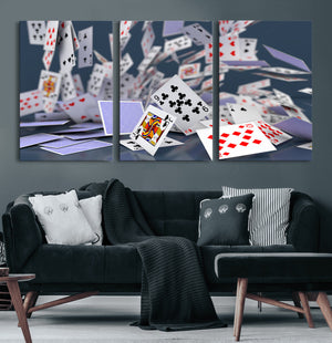 Playing Cards Canvas Wall Art | Casino Game Room Decor,