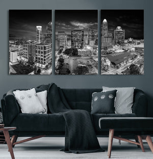 Charlotte Skyline Canvas Wall Art Print – North Carolina Cityscape Photography Print