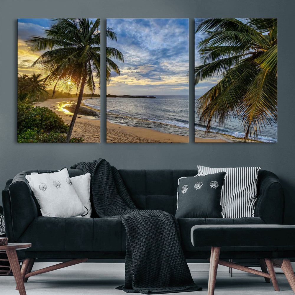 Mar Chiquita Beach Puerto Rico Canvas Wall Art, Manati Caribbean Coastal Photography Print, Tropical Ocean Sunset Decor