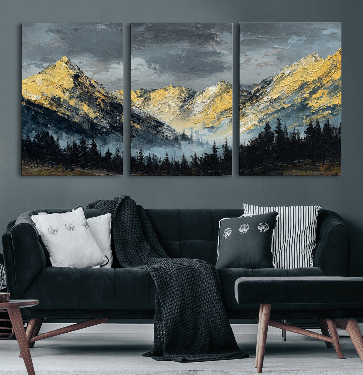 Abstract Mountain Wall Art Canvas Print Modern Landscape Painting Print