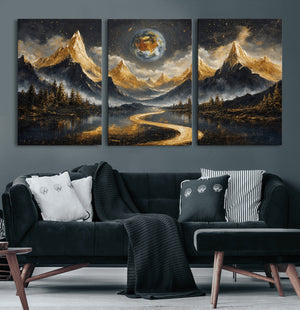 Abstract Mountain Wall Art Canvas Print Modern Landscape Painting Print