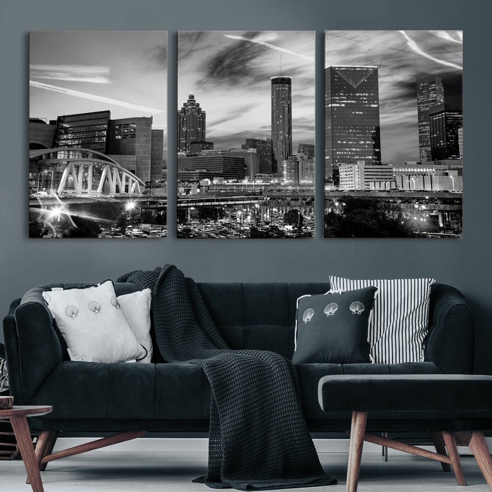 Black and White Atlanta Wall Art Canvas Print