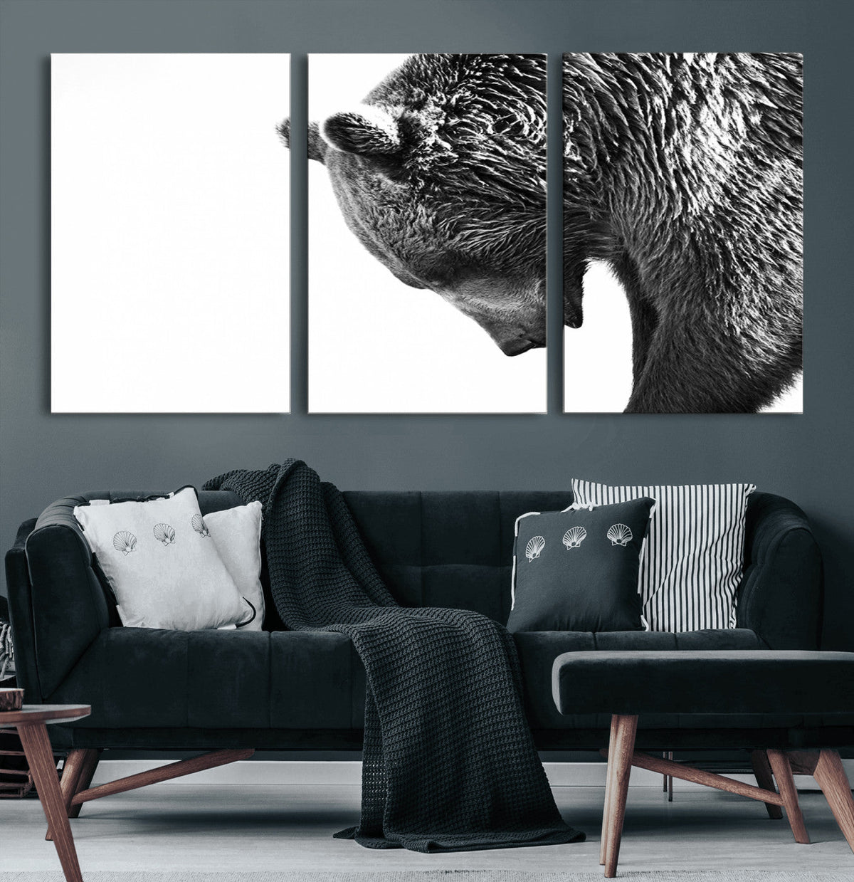 Black and White Grizzly 399 Bear Canvas Print Wall Art |