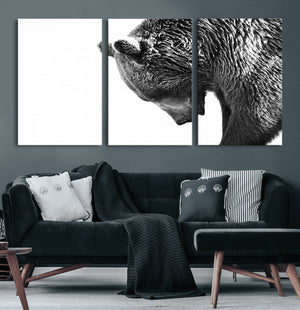 Black and White Grizzly 399 Bear Canvas Print Wall Art |