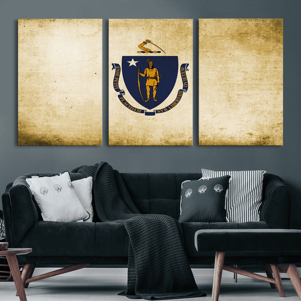 Massachusetts Flag Wall Art Canvas Print