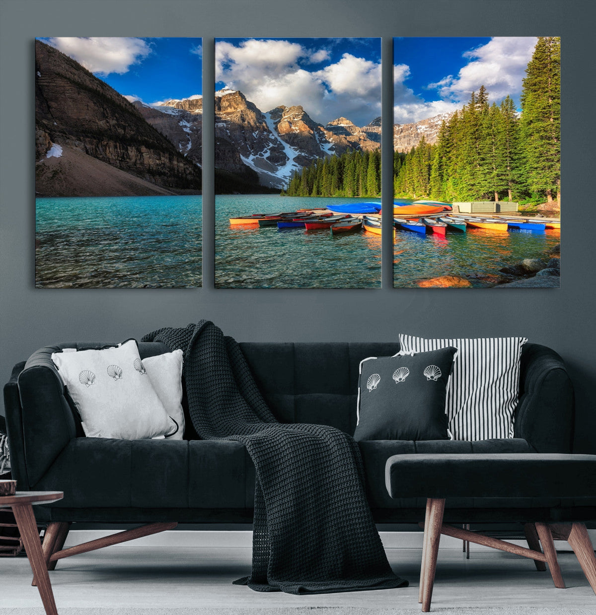 Moraine Lake 3-Panel Wall Art, Majestic Mountain and Lake