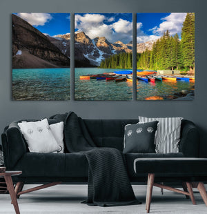 Moraine Lake 3-Panel Wall Art, Majestic Mountain and Lake