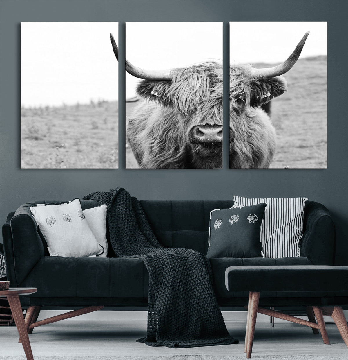 Newfoundland Cow Art Wall Art, Black White Cow Art Wall Art
